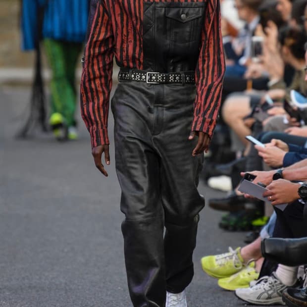 (19ss) Martin Rose hybrid leather shirt