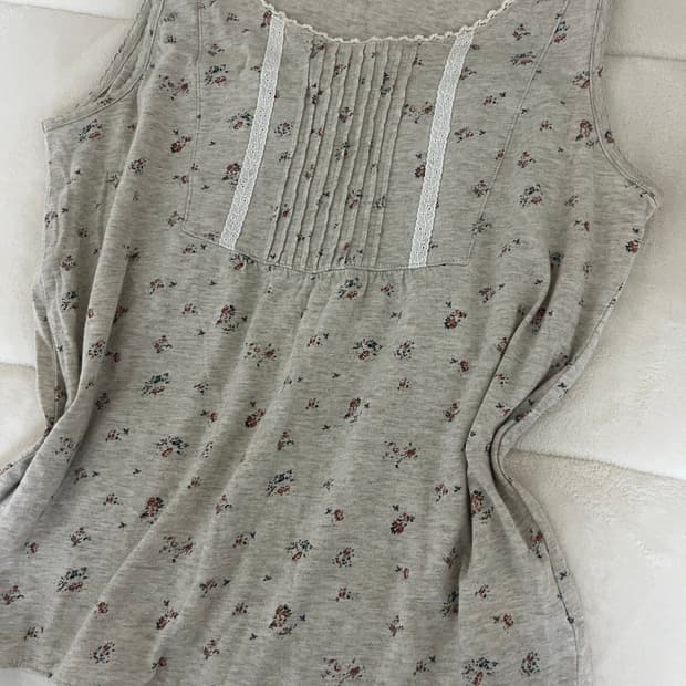 빈티지 SM2 사만사모스 잔꽃 레이스 민소매 티셔츠 나시 모리걸