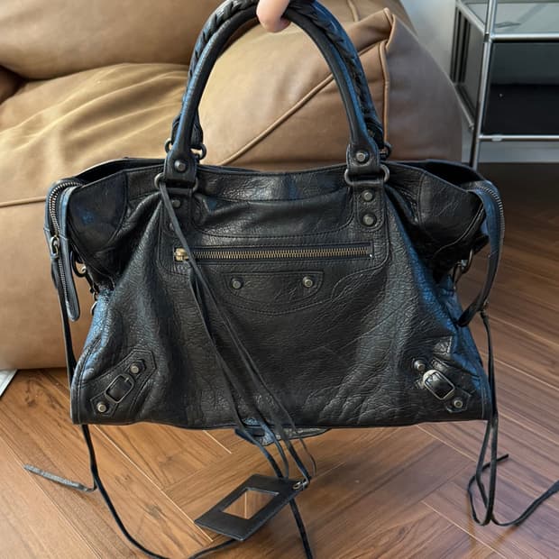 발렌시아가 시티 모터백 미디움 블랙 흑장