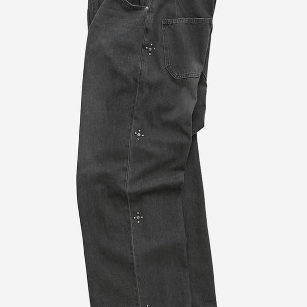 폴리테루 고시마 데님 리벳 플라워 - 워시드블랙