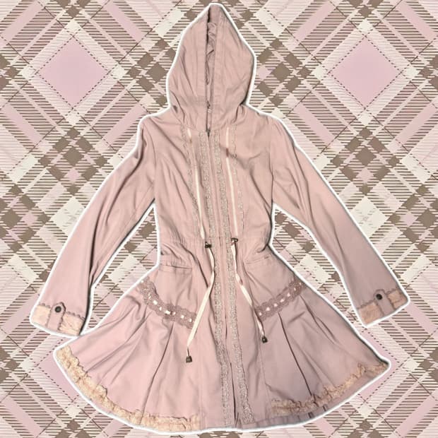 엑시즈팜 핑크 레이스 야상 후드 자켓 / 리즈리사 트랄라라 갸루 러블리