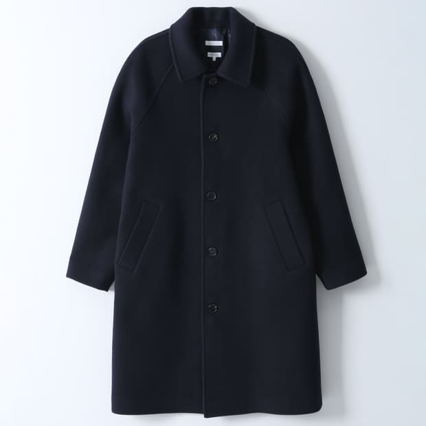 사진 있음) 우드비 울 못사 레더 코트 네이비 2 wouldbe