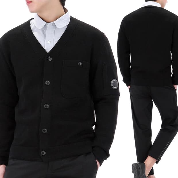 CP컴퍼니 렌즈 와펜 가디건 블랙 52