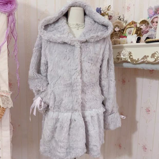 리즈리사 달천깔 후리스 원피스 레이스 코트 퍼자켓