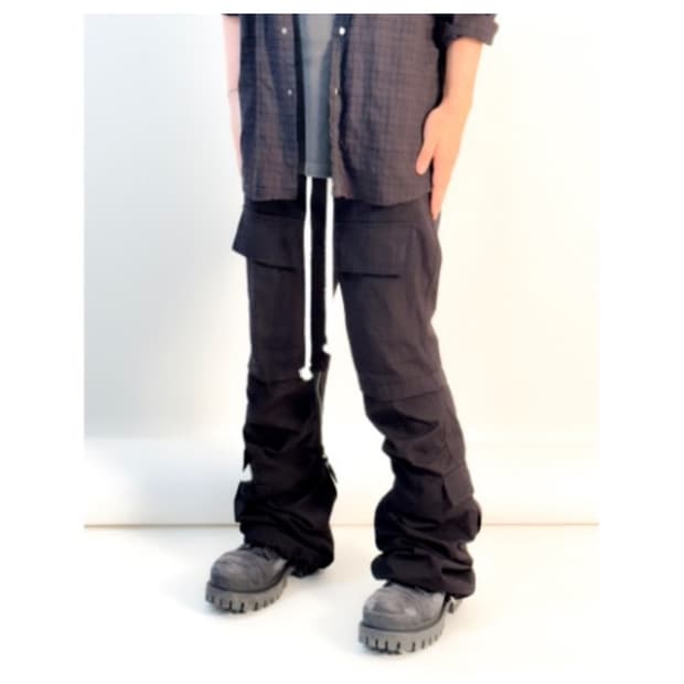 Hae.a 헤아 Zip flared cargo pants black