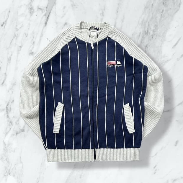 MLB 보스턴 스트라이프 니트 집업