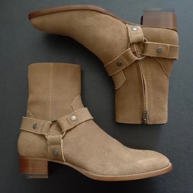 생로랑 모터사이클 앵클 스웨이드 부츠