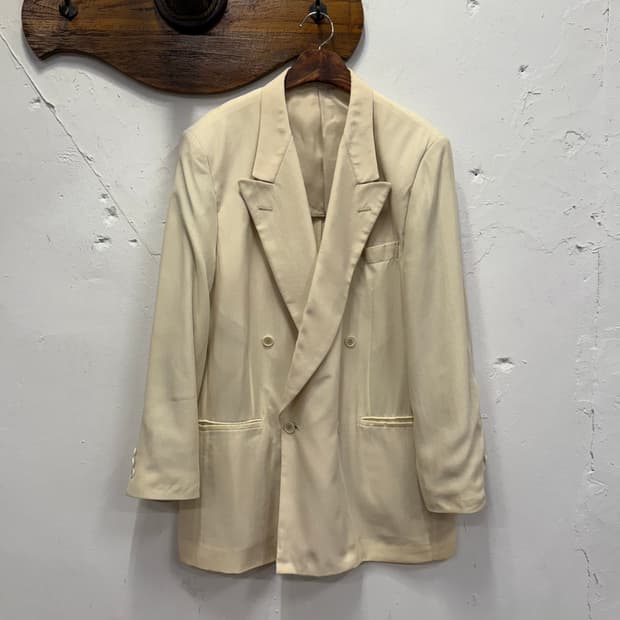  L) LANVIN Paris Double-Breasted Tencel 