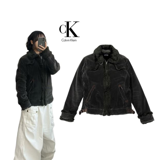 캘빈클라인 Y2K 퍼 코듀로이 무스탕 집업 자켓