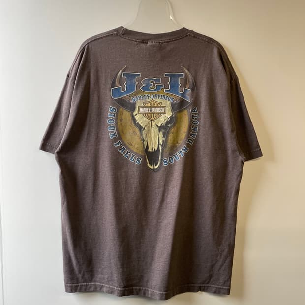 할리데이비슨 롱혼 프린팅 반팔 티셔츠