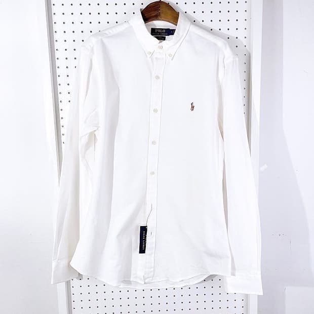 (정품/새상품) 폴로 랄프 로렌 남성 화이트 슬림핏 스트레치 셔츠