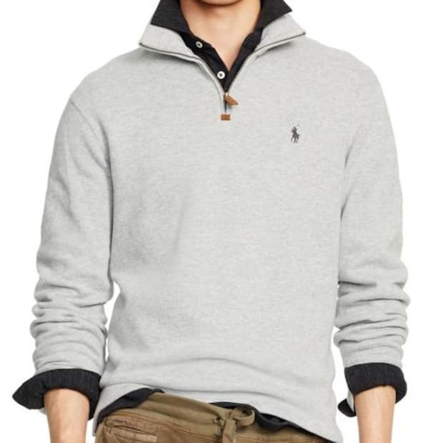 폴로 랄프로렌 코튼 오트밀 하프 집업 스웨터 