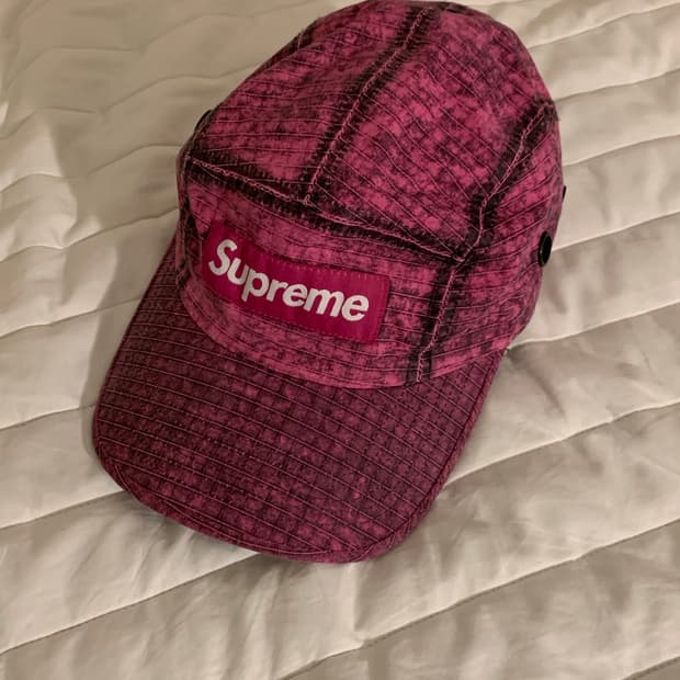 슈프림 디스트레스드 립스탑 캠프캡 핑크