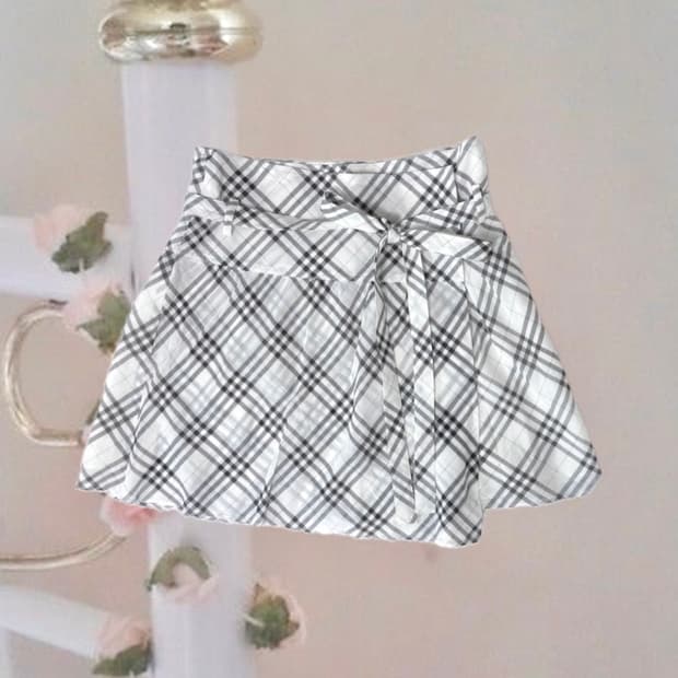 Burberry 버버리 블루라벨 히메갸루 노바체크 솜사탕 리본 미니스커트