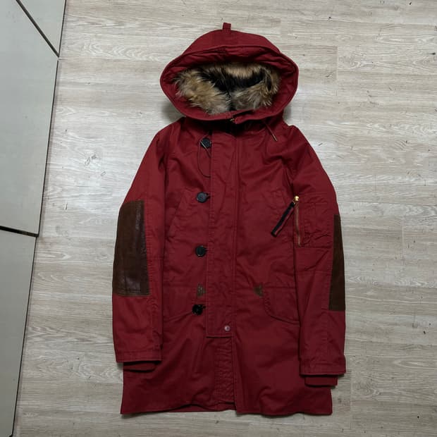 카이아크만 여성 랴빗퍼 안감 라쿤퍼 후드 야상점퍼 [버건디] S/90