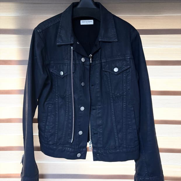 [S] 드리스 반 노튼 14aw 왁스 코팅 데님 자켓 블랙