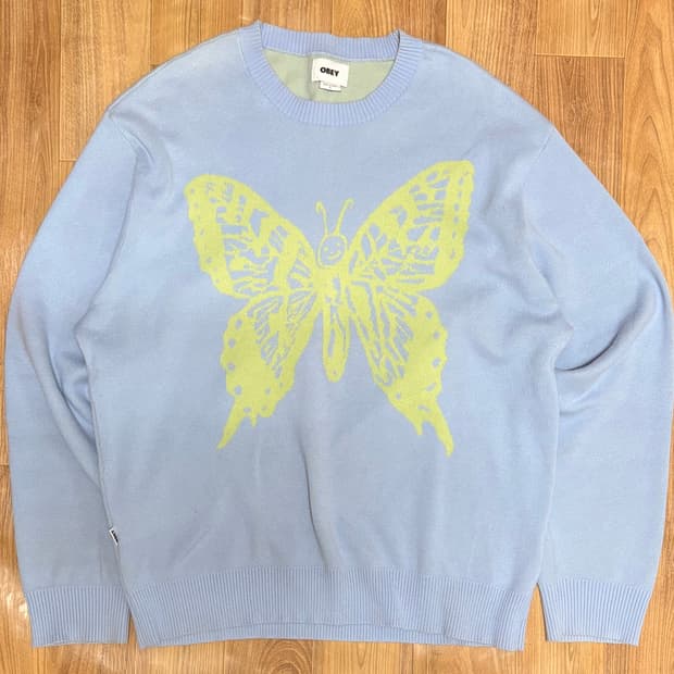 오베이 하늘색 나비 니트 L
