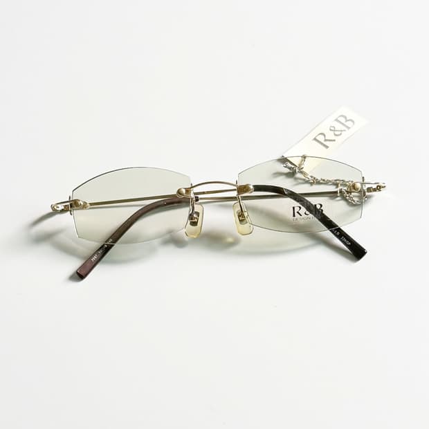 R&B EYEWEAR 무테 스퀘어 골드 메탈 빈티지 틴트 안경