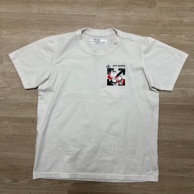 오프화이트 X 슈프림 피너츠 콜라보 반팔 티셔츠 [화이트] S/90