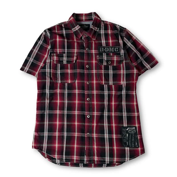 할리데이비슨 레드 투포켓 체크 반팔 셔츠 L