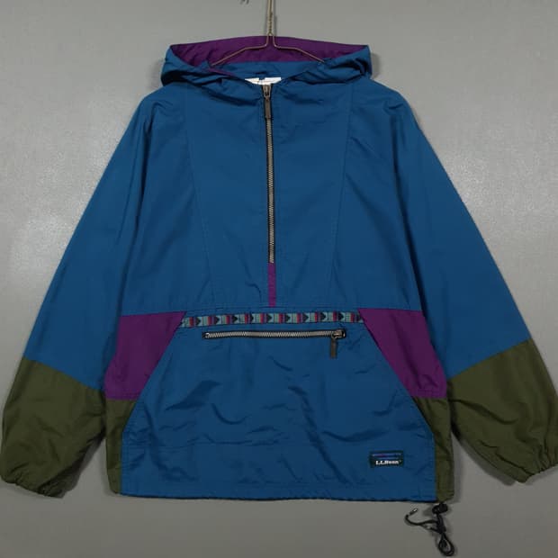 실측 M) L.L.Bean 엘엘빈 90s 배색 후드 아노락 바람막이 자켓