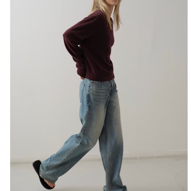 Facade pattern 클래식 스트레이트 데님 Faded blue S