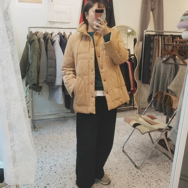 Cecioucela 머스터드 덕다운 하프패딩 (하자 세일)