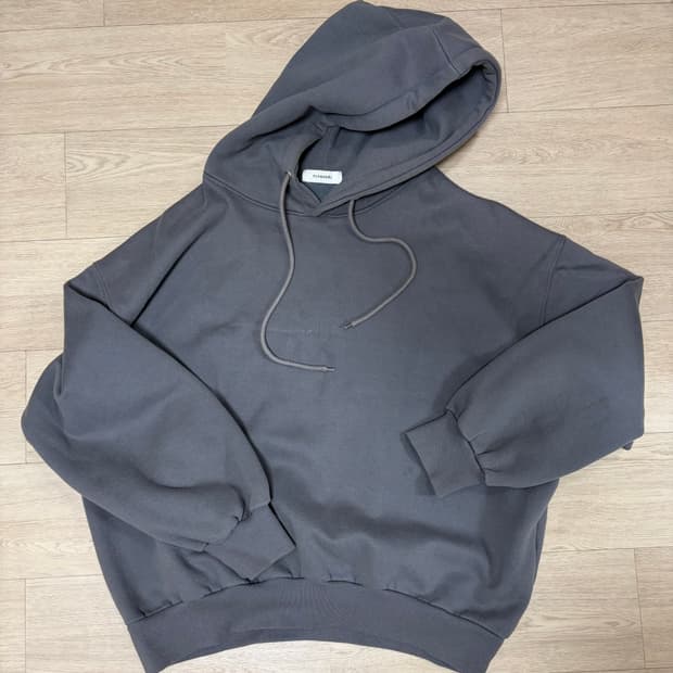 플라이모델 그레이 오버핏 후드티