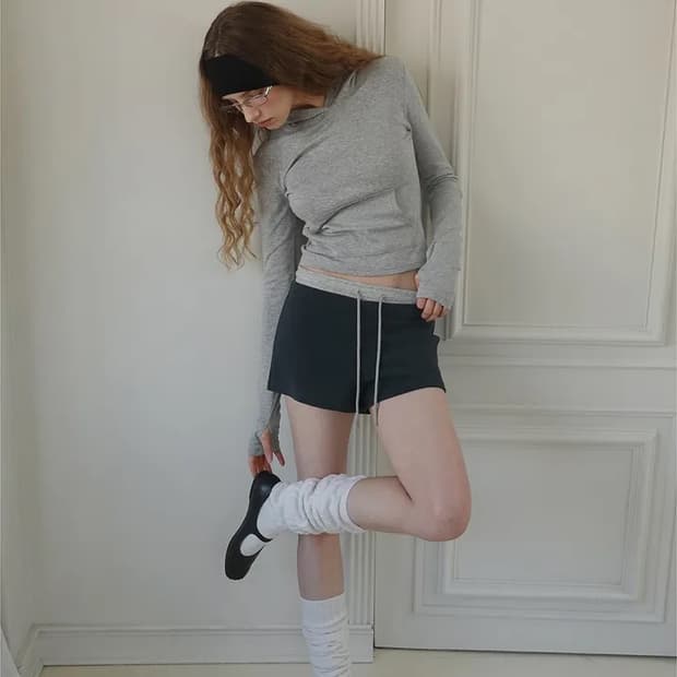 블랙업 [MADE] 폴시 배색 마이크로 밴딩 숏팬츠