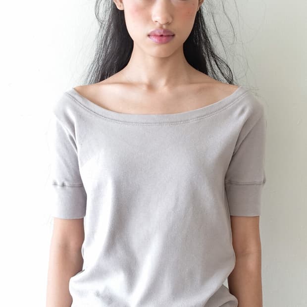 샵페어리 rib half top greyish beige