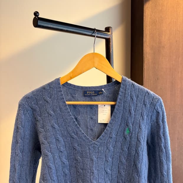 15890 - 폴로 랄프로렌 스카이블루 케이블 울 니트 (울 90% 캐시