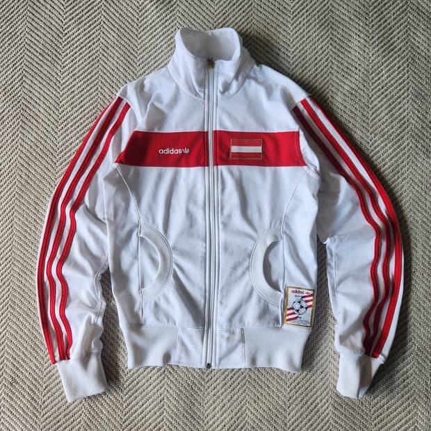 아디다스 오스트레일리아 호주 트랙탑 흰빨 져지