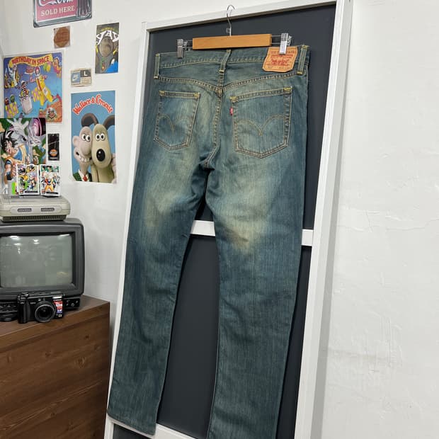00s Levis 리바이스 527 로우 부츠컷 워싱 데님 팬츠