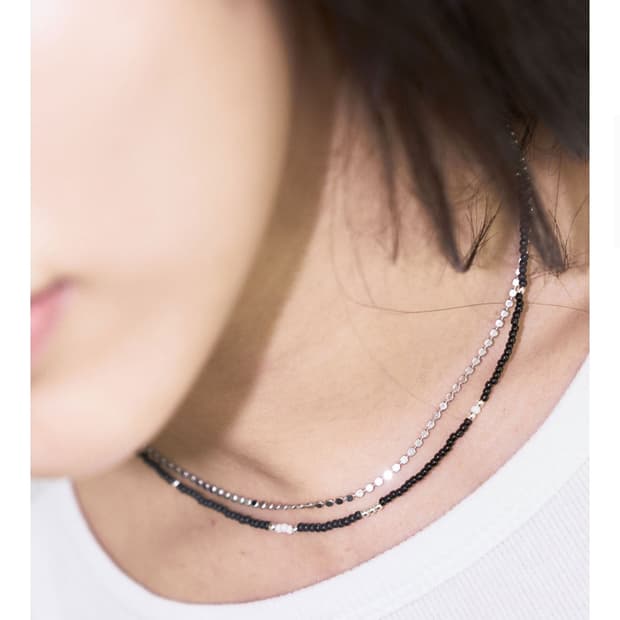 아워피에르 LOVESKINNY BEADS NECKLACE BLACK(M)
