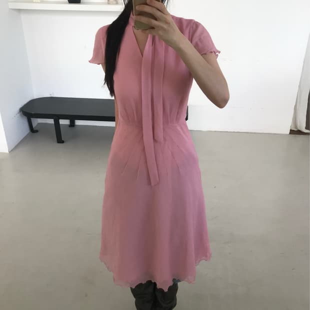 vintage pink tie one-piece