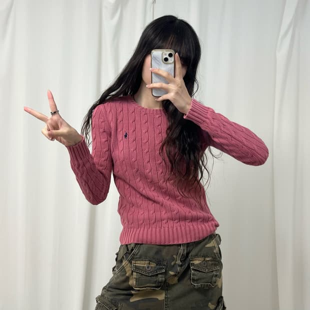 Polo Ralph Lauren pink cable knit