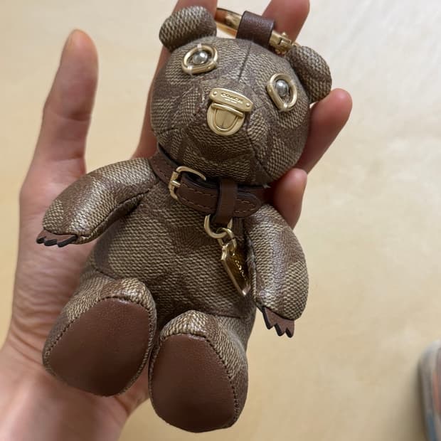 코치 시그니처 백참 브라운 곰돌이 키링