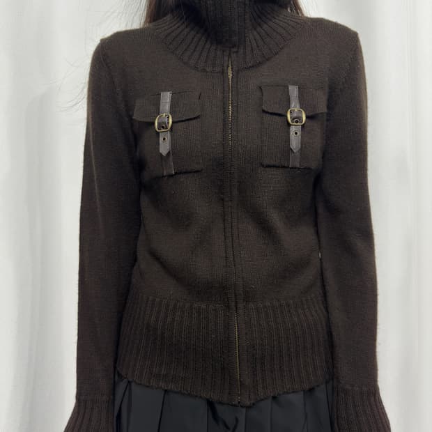 b.k.m.s pocket wool knit slim zipup