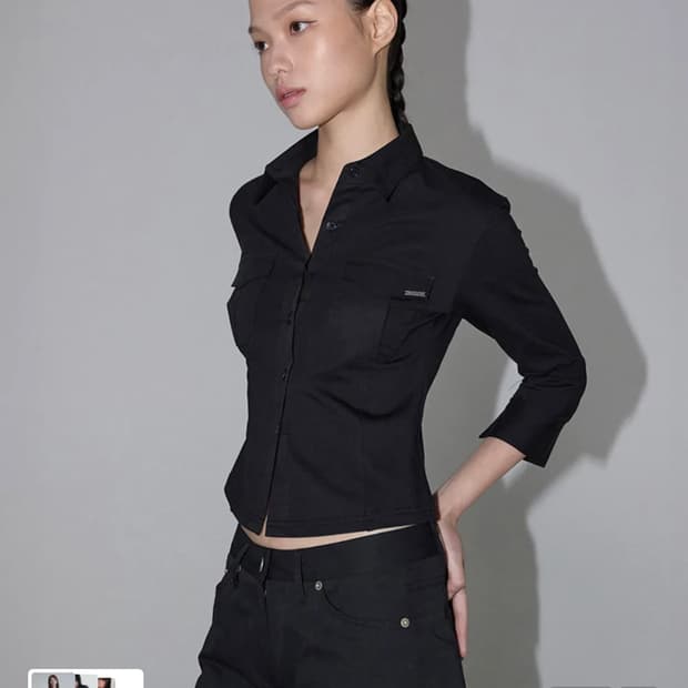 이네기 sleek pocket shirt 블랙
