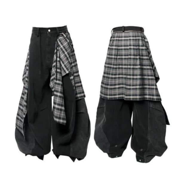 KUAS 콰스 Detachable Check Curtain Denim P