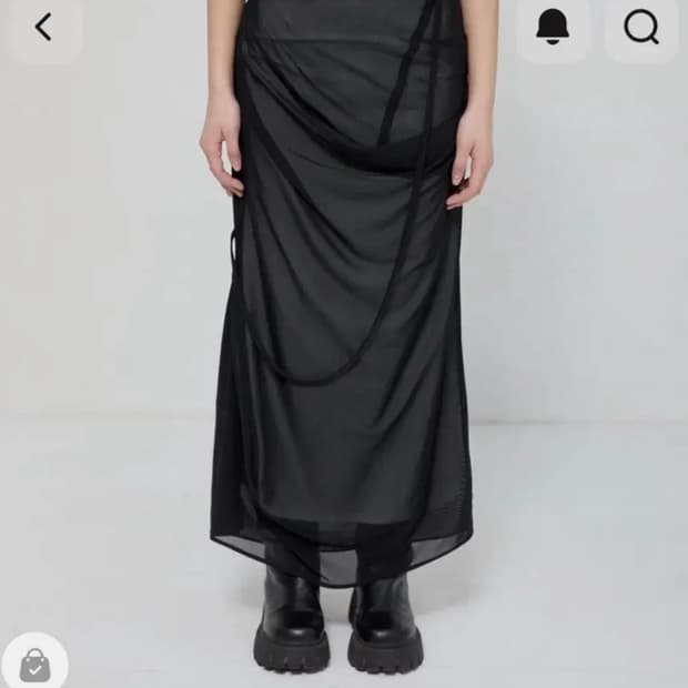 플레어업 Draped Mesh Layered Long Skirt