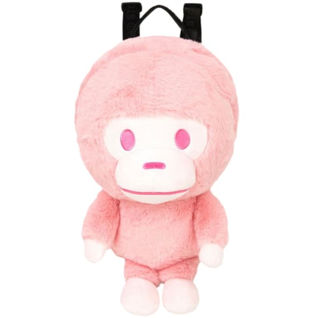 베이프 베이비 마일로 플러시 인형 백팩 핑크