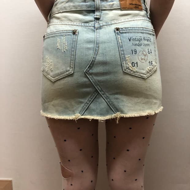 빈티지 데님 레터링 미니 스커트