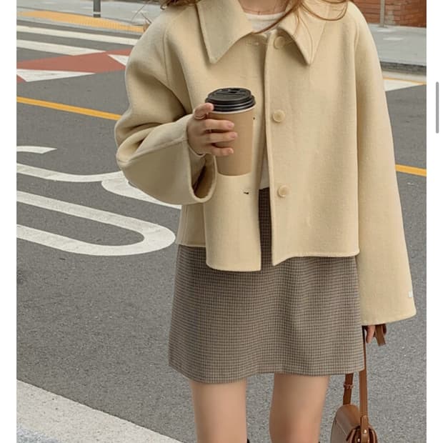 울 혼방 아이보리 숏 자켓