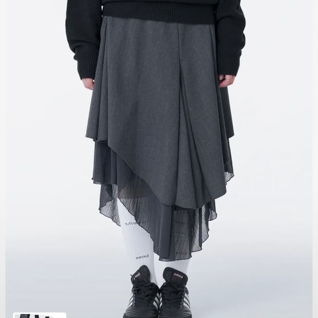 미세키서울 언발란스 레이어드 스커트 차콜 2사이즈