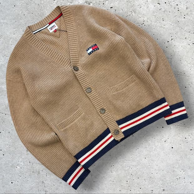 [XL] 타미힐피거 타미진스 베이지 니트 가디건 D380