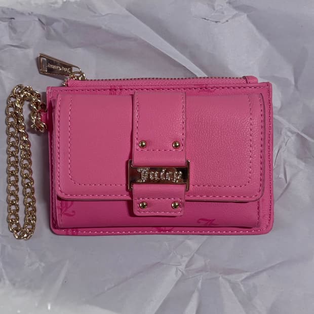 쥬시 꾸뛰르 핫핑크 갸루 골드 체인 지갑