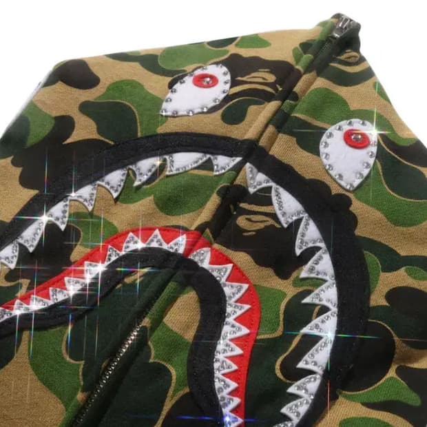 베이프 샤크 후드 집업 abc 카모 크리스탈 스톤 그린 M