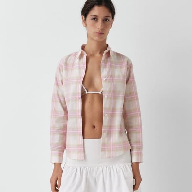 [L]기마구아스 Laura 체크 셔츠/핑크