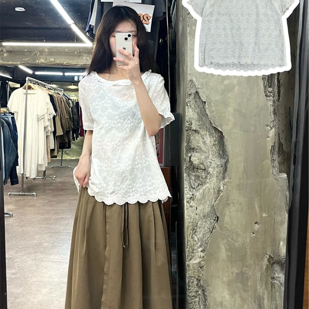 빈티지 반팔 프릴 블라우스 화이트 #csz4091